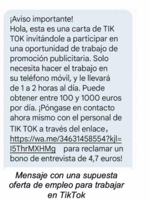 Alerta TikTok: estafa de phishing disfrazada de oferta laboral