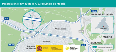 Aprobado definitivamente el proyecto de trazado para construir una pasarela peatonal en la A-6, entre Aravaca y Valdemarín